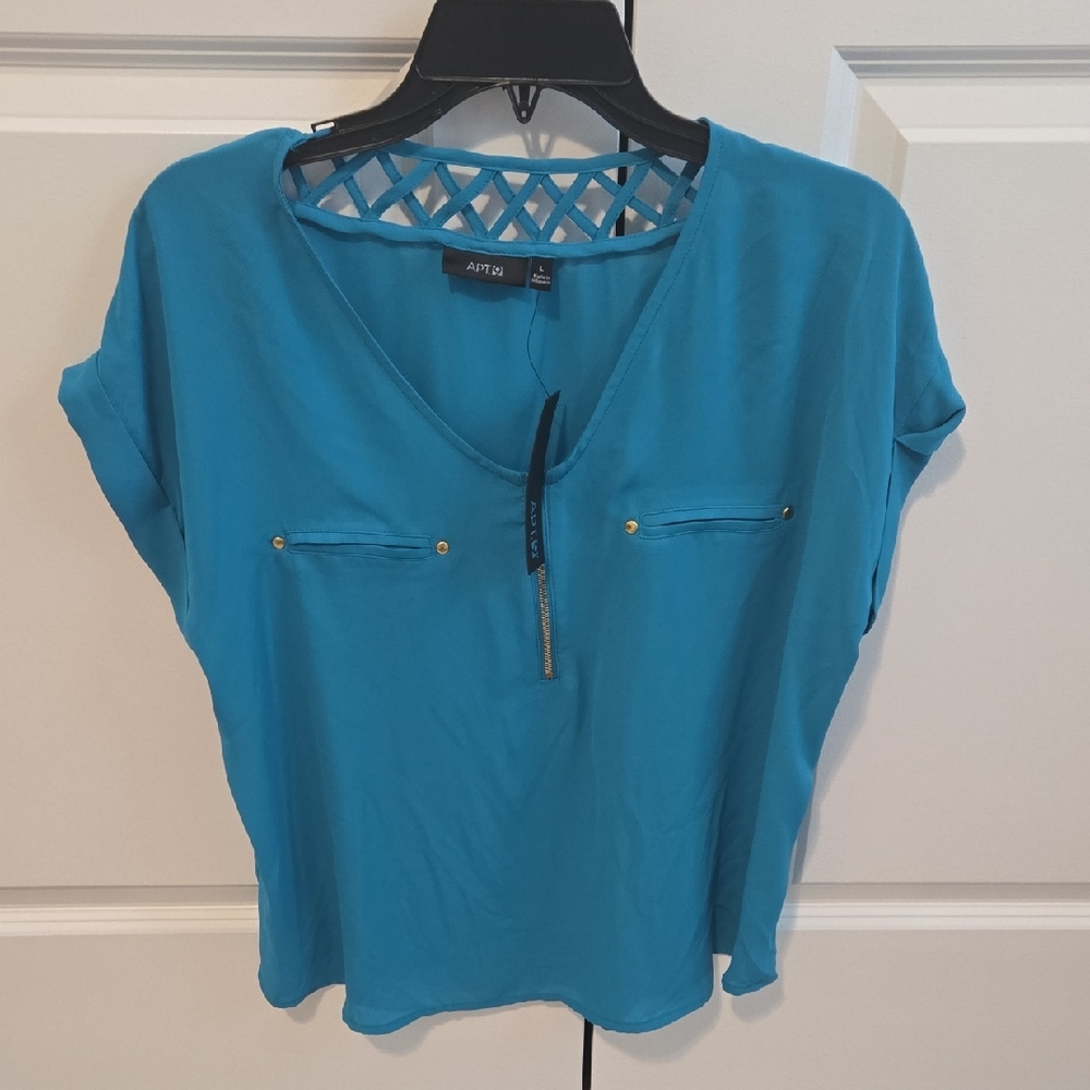 Apt. 9 Women's Teal Blouse with Gold Accents